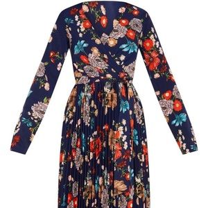 prettylittlething navy long sleeve blue dress